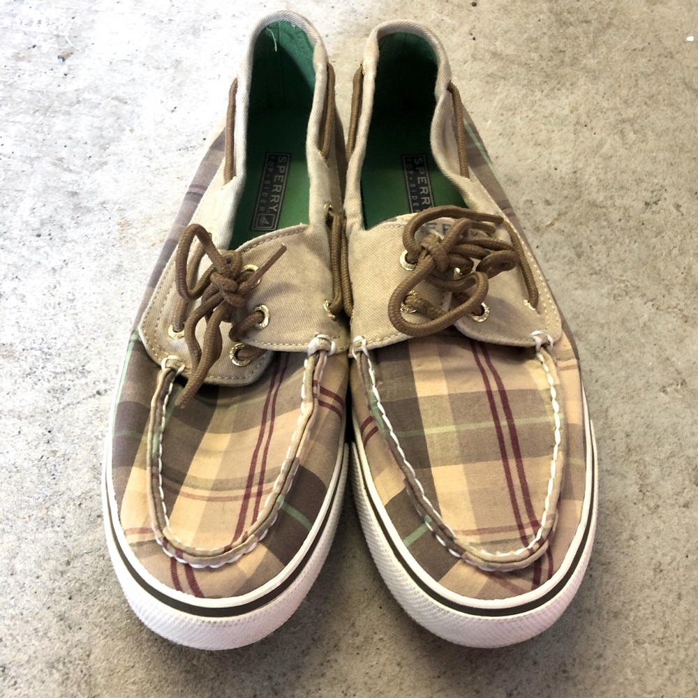 Tan plaid Sperry Boat Shoes Loafer